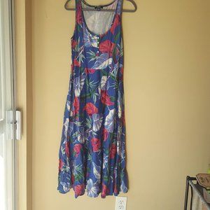 Tropical Print Midi Dress - Chaps - Large